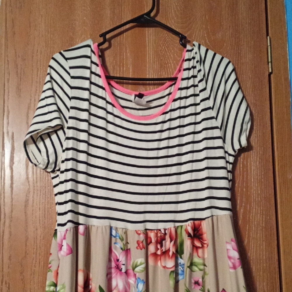 Striped and Floral Dress